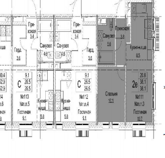 2-к. квартира, 38,1&nbsp;м²