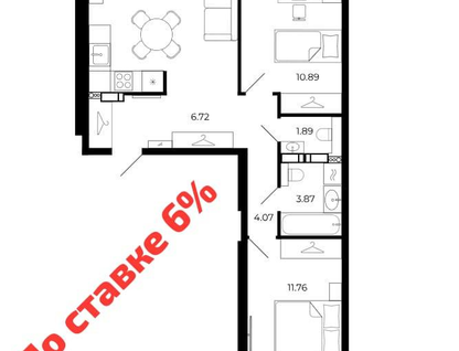 2-к. квартира, 61,9&nbsp;м²