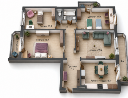 4-к. квартира, 117&nbsp;м²