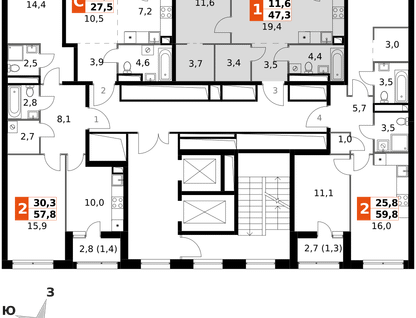 2-к. квартира, 47 м²