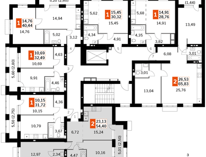 2-к. квартира, 55 м²