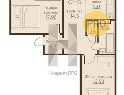 2-к. квартира, 53,5&nbsp;м²