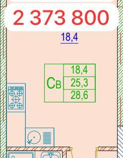 Студия, 29&nbsp;м²