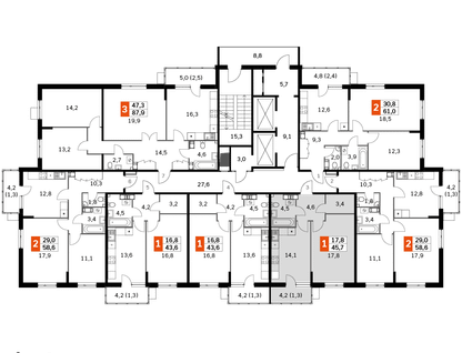 1-к. квартира, 45&nbsp;м²