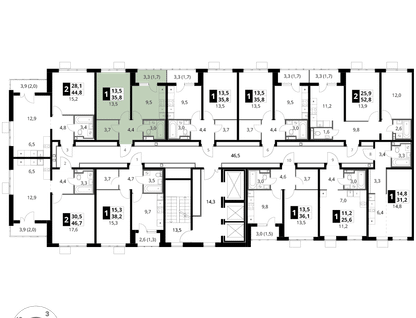 1-к. квартира, 35&nbsp;м²