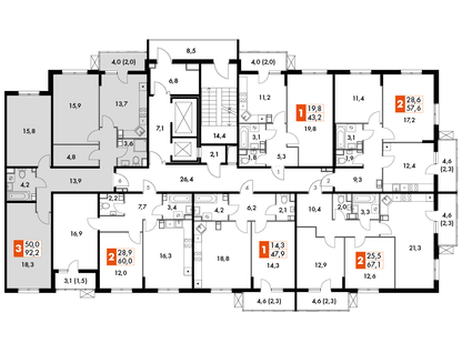3-к. квартира, 91&nbsp;м²