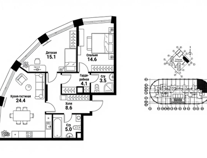2-к. квартира, 75,3 м²