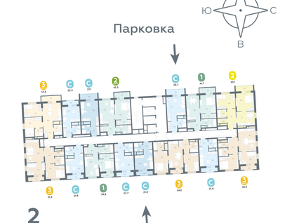 2-к. квартира, 53 м²