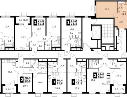 2-к. квартира, 58&nbsp;м²