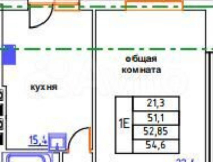 1-к. квартира, 54,6&nbsp;м²