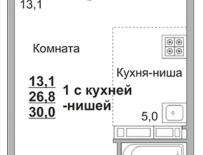 Студия, 30&nbsp;м²