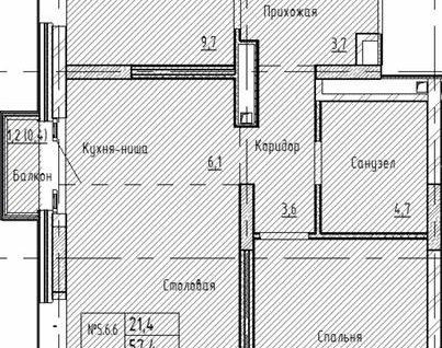 2-к. квартира, 58,6 м²