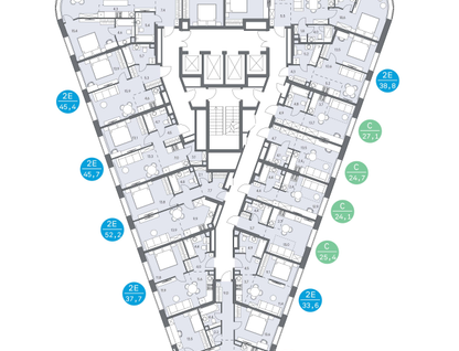 2-к. квартира, 52 м²