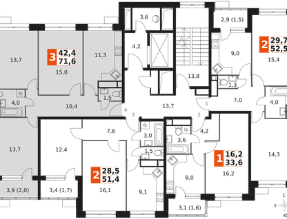 3-к. квартира, 71&nbsp;м²