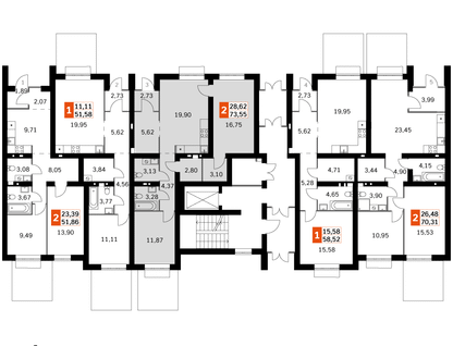 2-к. квартира, 73&nbsp;м²