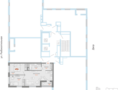 3-к. квартира, 58 м²
