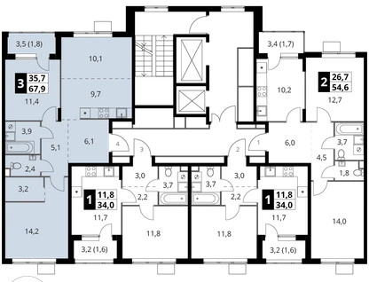 3-к. квартира, 67&nbsp;м²
