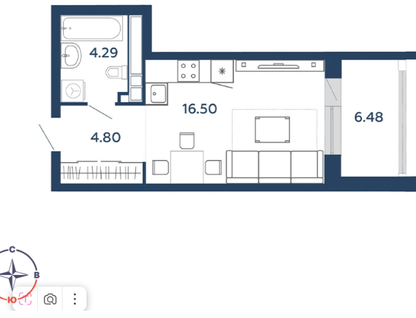 Студия, 30,6&nbsp;м²