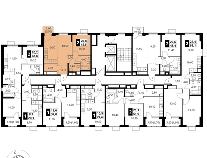 2-к. квартира, 45&nbsp;м²