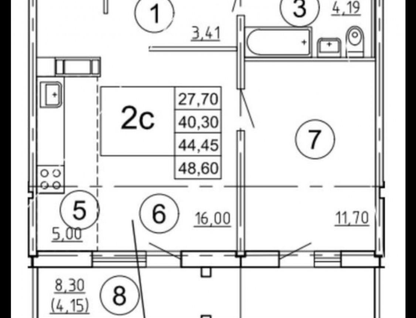 1-к. квартира, 40,3&nbsp;м²