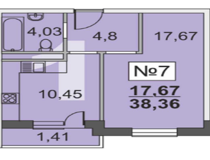 1-к. квартира, 40&nbsp;м²