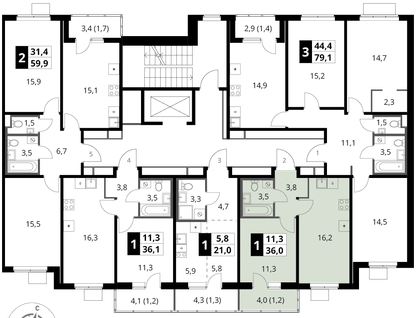 1-к. квартира, 36&nbsp;м²