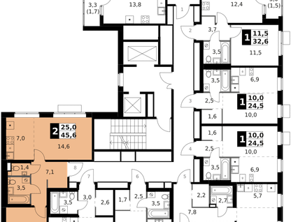 2-к. квартира, 45&nbsp;м²