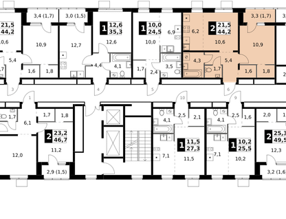 2-к. квартира, 44&nbsp;м²