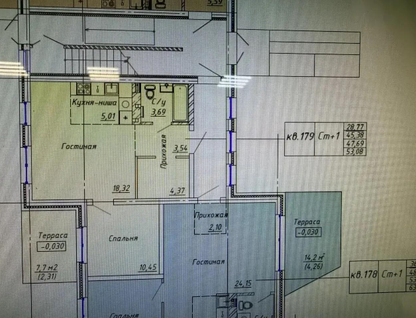 1-к. квартира, 47,7 м²