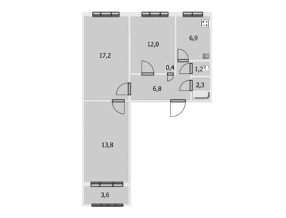 3-к. квартира, 60&nbsp;м²