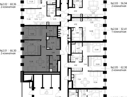 2-к. квартира, 66&nbsp;м²