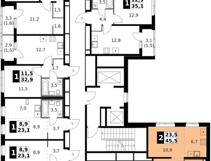 2-к. квартира, 45&nbsp;м²