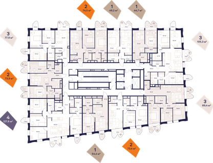 2-к. квартира, 74 м²