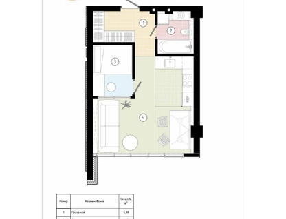 1-к. квартира, 37&nbsp;м²