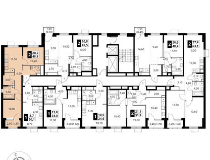 2-к. квартира, 48 м²