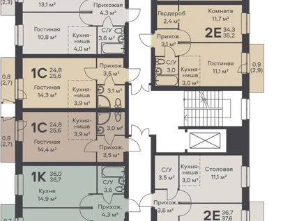 1-к. квартира, 36&nbsp;м²