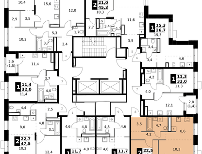 2-к. квартира, 46&nbsp;м²