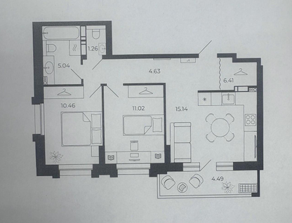2-к. квартира, 58,7&nbsp;м²
