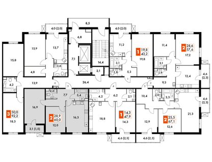 2-к. квартира, 59&nbsp;м²