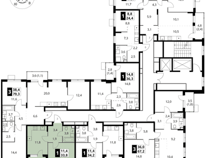 1-к. квартира, 33&nbsp;м²