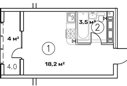 Студия, 25,7 м²