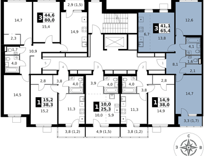3-к. квартира, 65&nbsp;м²