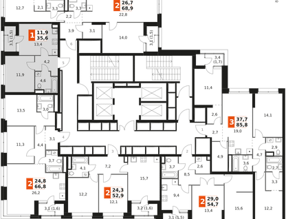 1-к. квартира, 35 м²