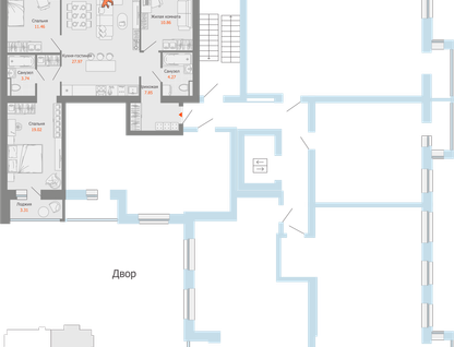 4-к. квартира, 87 м²