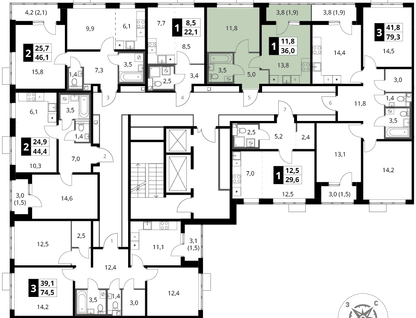 1-к. квартира, 36&nbsp;м²