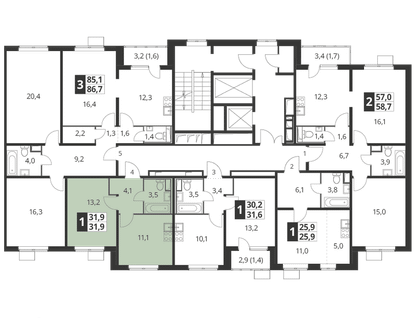 1-к. квартира, 31&nbsp;м²