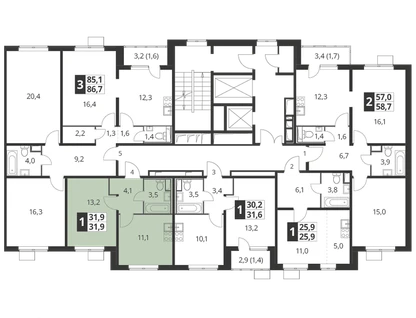 1-к. квартира, 31&nbsp;м²