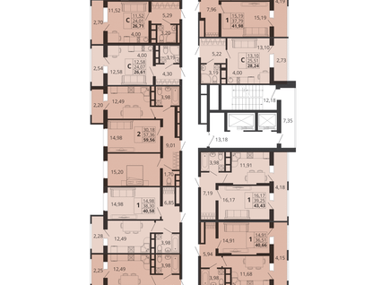 2-к. квартира, 59&nbsp;м²