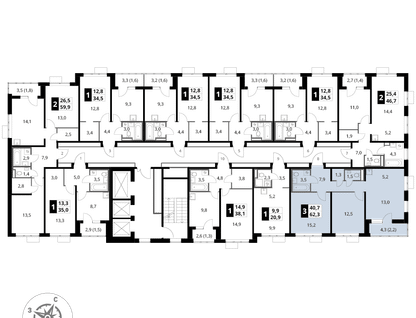 3-к. квартира, 62&nbsp;м²