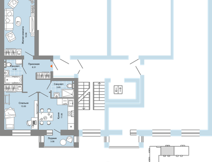 2-к. квартира, 59 м²